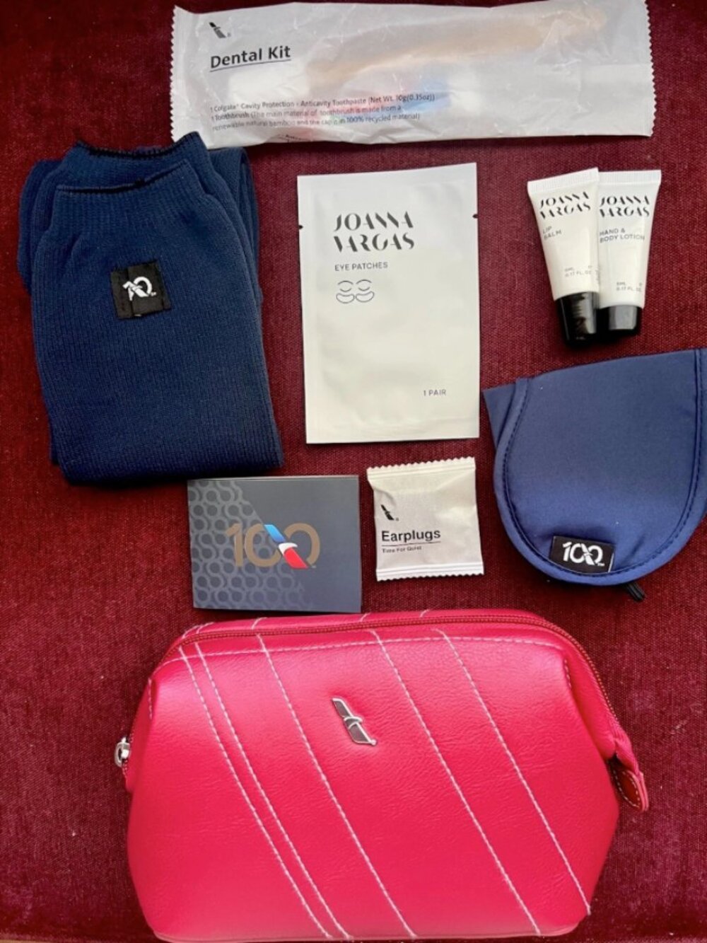 Red American Airlines Business Amenity Kit Centennial 100 Years Limited Edition